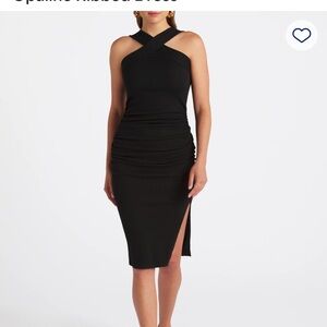 Michael Stars Black Ruched Halter Midi Dress